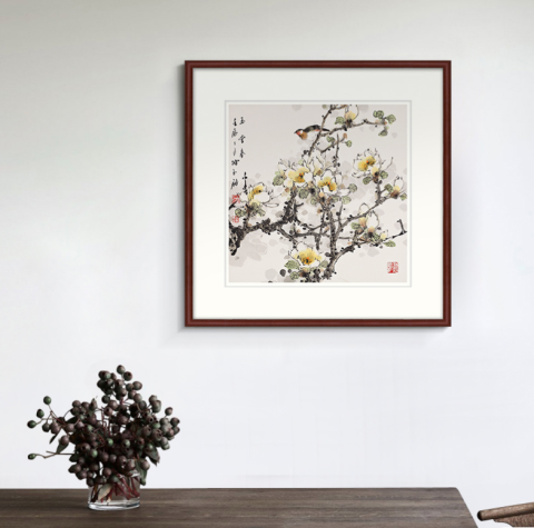 橙舍书画_橙舍陈永锵《玉堂春》60x60cm 装饰画原作版画宣纸国画