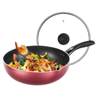 Midea 美的 MP-CJ28WOK301 炒锅(28cm、不粘、铝合金、红色)