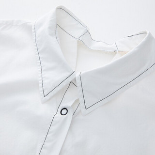 艾莱依设计感小众衬衫女2021夏新款后领开叉上衣韩版五分袖衬衣 本白色 165