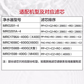 Midea 美的 净水器滤芯-适用于MRO201-4、MRO201A-4、X400、X600、大智等 F1系列- C1前置活性炭滤芯