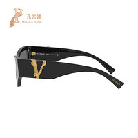 孔雀翎Versace/范思哲2020新款女士V形金属元素经典款式猫眼时尚太阳镜生日礼物 黑色