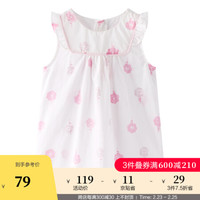 安奈儿童装婴童连衣裙季新款小碎花文艺女宝宝连衣裙 粉白花 73cm