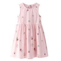 Annil 安奈儿 童装女童季新款大童清爽海洋元素印花连衣裙 粉粉花 150cm