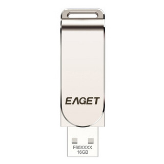 忆捷（EAGET）F60 USB3.0 U盘 高速全金属360度旋转车载优盘网红音乐盘 64GB