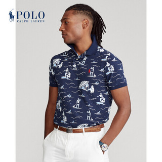 Ralph Lauren/拉夫劳伦男装 2021年春季定制修身版型游泳者图案Polo衫13242 400-蓝色 M