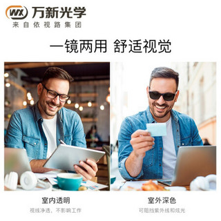 winsee 万新 依视路集团旗下）全视线非球面近视眼镜片全视线变色镜片近视变灰镜片树脂眼镜片 60041黑色 1.60折射率