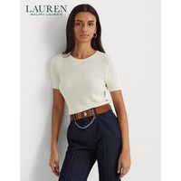 RALPH LAURENLauren/拉夫劳伦女装 2021年春季绞花编结圆领针织毛衫RL60495 101-白色 M