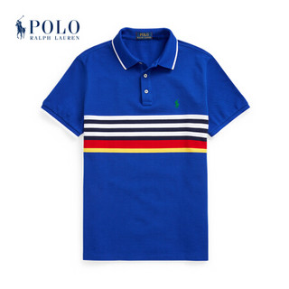 Ralph Lauren/拉夫劳伦男装 21年春定制修身条纹Polo衫RL13309 400-蓝色 S