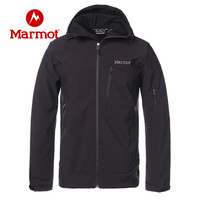 Marmot/土拨鼠21春夏新款运动耐磨防风透气带帽M2软壳衣男户外 曜石黑001 M 欧码偏大