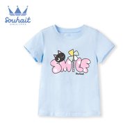 水孩儿女童圆领衫2021夏季新款短袖T恤休闲圆领时尚卡通T恤衫 SHOXGD12CT604 冰晶蓝 110cm