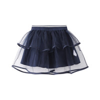 安奈儿童装女童夏装全腰短裙2021年新款网纱荷叶边蓬蓬半身裙 新宝蓝 110cm