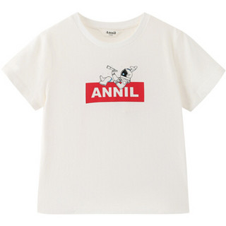 Annil 安奈儿 EB121222 男童短袖T恤 米白 170cm