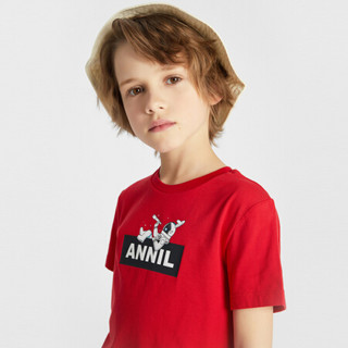 Annil 安奈儿 EB121222 男童短袖T恤 原力红 170cm