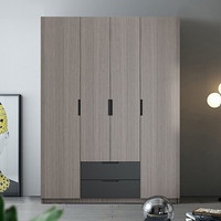 A家家具 衣柜北欧意式四门现代简约风格衣橱储物收纳板式柜子1.4米衣柜 WJ201