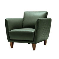  顾家家居 KUKA  NL5158 真皮沙发 橄榄绿 单人位