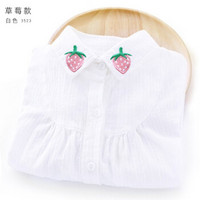 女童衬衫春秋款长袖小女孩白色衬衣洋气儿童纯棉上衣韩版时髦童装 草莓-白色3523 160cm适合150-160 *6件