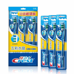 佳洁士五彩水晶牙刷三支特惠装(中毛) *9件