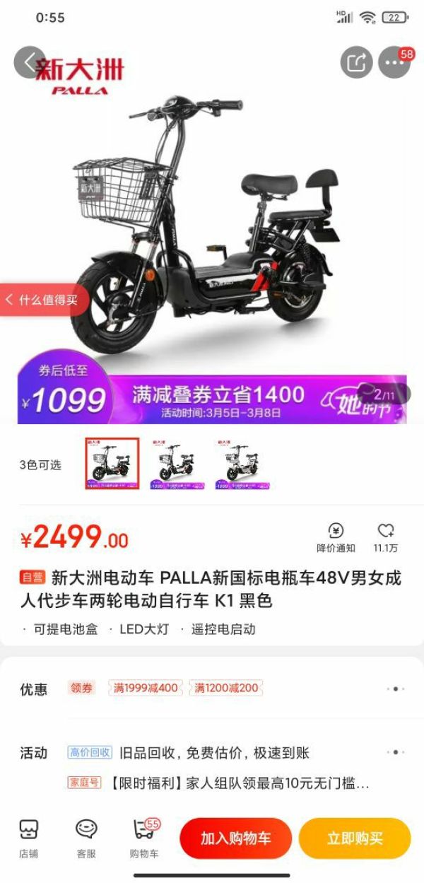 PALLA 新大洲 K1 TDT588-4Z 新国标电动车