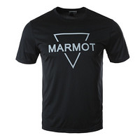 Marmot/土拨鼠新款运动轻量透气短袖速干T恤男户外曜石黑L