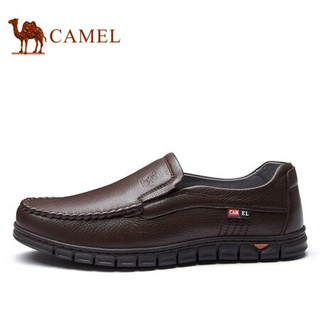 骆驼（CAMEL） 商务休闲皮鞋套脚舒适办公正装男鞋 A032211320 棕色 38