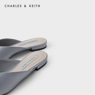 CHARLES＆KEITH2021春季新品CK1-70900264女士半宝石饰尖头穆勒鞋 Grey灰色 38