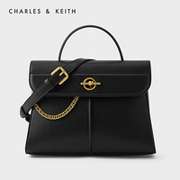 CHARLES＆KEITH2021春季新品CK2-50671255女士链条装饰手提单肩包 Black黑色 M