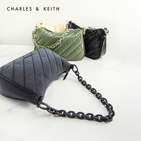 CHARLES＆KEITH2021春新品CK2-80781414女士追光链条多用腋下包 Peacock孔雀绿（镭射反光） S