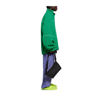 BALENCIAGA巴黎世家男装夹克绿色双拉绒高领品牌标识刺绣时尚潮流 44