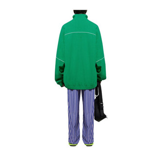 BALENCIAGA巴黎世家男装夹克绿色双拉绒高领品牌标识刺绣时尚潮流 44
