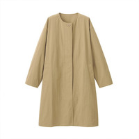 无印良品 無印良品 MUJI 女式 不易沾水 无领大衣 米色 L