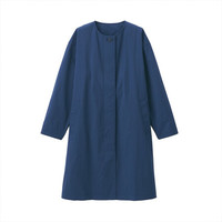 無印良品 MUJI 無印良品  女式 不易沾水 无领大衣 烟熏蓝色 S