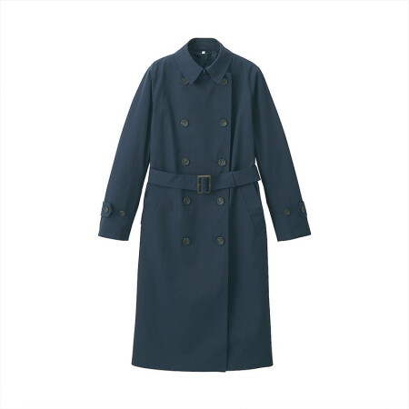 無印良品 MUJI 无印良品 女士双排扣风衣 BDE05A1S 藏青色 S