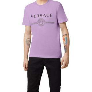 孔雀翎VERSACE范思哲男装短袖T恤纯棉美杜莎标徽图案时尚新潮 紫色 XS