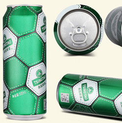 TSINGTAO 青岛啤酒 足球罐啤酒10度500ml*12罐 整箱装 官方直营
