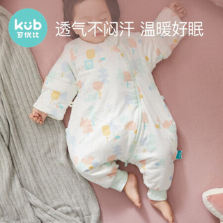 可优比（KUB） 睡袋婴儿春秋夹棉宝宝分腿睡袋四季通用儿童防踢被-奇妙物语-北卡绿-70码（身高75cm内）