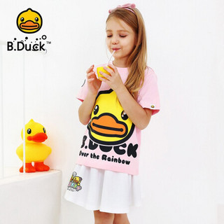 B.duck小黄鸭童装女童半身裙夏装新款甜美公主裙洋气儿童短裙 白色 150cm