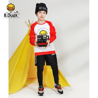 B.duck小黄鸭童装儿童套装男童秋装新款帅气男孩运动两件套潮 红色 120cm