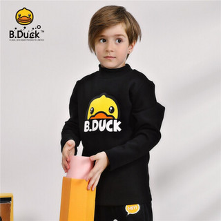 B.duck小黄鸭童装 儿童长袖t恤女童高领打底衫男童上衣秋装中小童 黑色 120cm