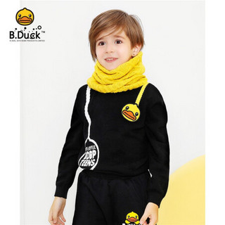 B.duck小黄鸭童装儿童毛衣男童冬款新款女童线衣套头针织衫 黑色 120cm