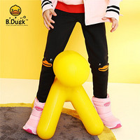 B.duck小黄鸭童装女童加绒打底裤子新款冬外穿加厚保暖长裤 黑色 120cm