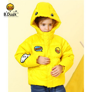B.duck小黄鸭童装儿童羽绒服短款男童女童中大童小孩宝宝冬季外套 黄色 105cm