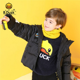 B.duck小黄鸭童装儿童羽绒服短款男童女童中大童小孩宝宝冬季外套 黑色 150cm