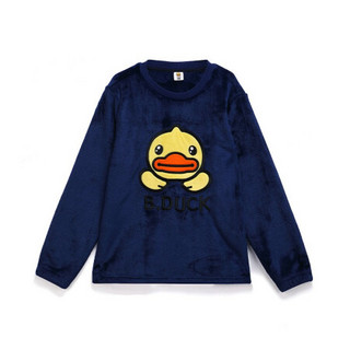 B.duck小黄鸭童装儿童睡衣男童家居服冬季女童加厚保暖套装 藏蓝 110cm