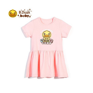 B.duck Baby系列 小黄鸭童装夏季女宝宝连衣裙儿童裙子 粉色 80cm