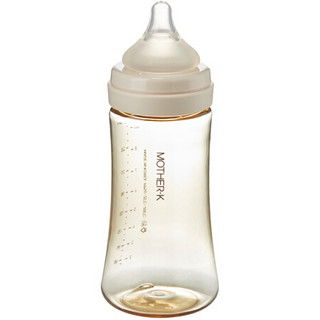 K-MOM系列 MOTHER-K奶瓶新生儿 宽口径PPSU宝宝奶瓶婴儿奶瓶防胀气耐摔motherk 280ML 米色（3阶段奶嘴）