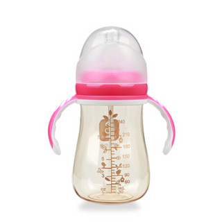 童泰贝康 奶瓶 PPSU奶瓶 新生儿 宽口径PPSU奶瓶 婴儿带手柄吸管奶瓶240ml 红色