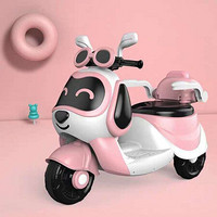 酷儿熊儿童电动车男女宝宝电动摩托车2-6岁可坐电瓶三轮车早教版 玛卡粉 充电后可用3.5小时