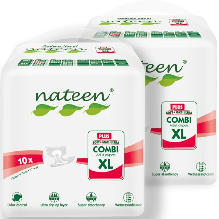 nateen 那特恩 成人纸尿裤 老年人尿不湿 加强型 男女通用大吸收量 XL码2包优惠装适合腰围130-175CM
