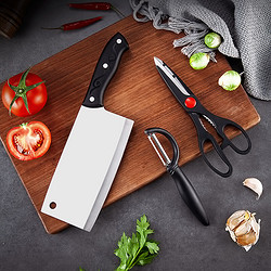 佳佰 不锈钢刀具套装 菜刀切片刀剪刀削皮器 家用刀具三件套 J-4015