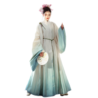 宴山亭 明制汉服 青莲居士 男女款圆领袍 蓝绿白渐变 S